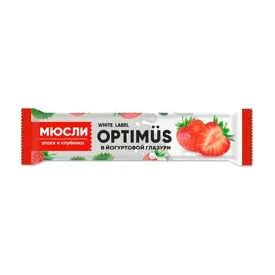Батончик-мюсли Optimus: «Злаки и клубника в йогуртовой глазури», 30 г, 20 шт./уп.