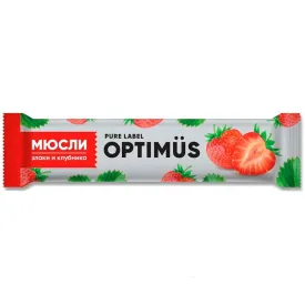 Батончик-мюсли Optimus: «Злаки и клубника», 25 г, 20 шт./уп.