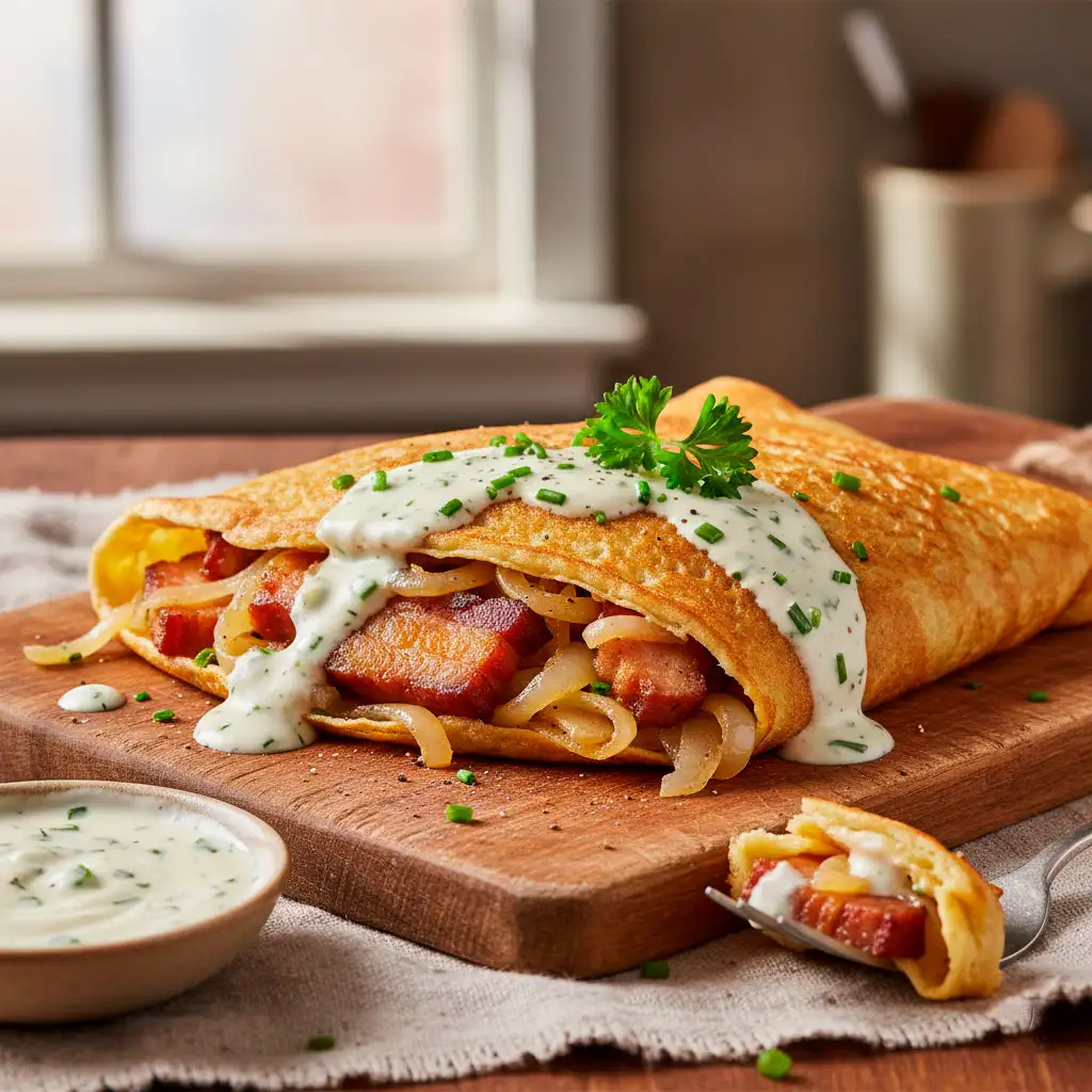 Блин на закваске «Левито мадре» с грудинкой и луком, 1 шт.