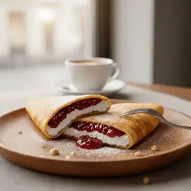 Блин с творогом и малиновым вареньем, 1 шт.