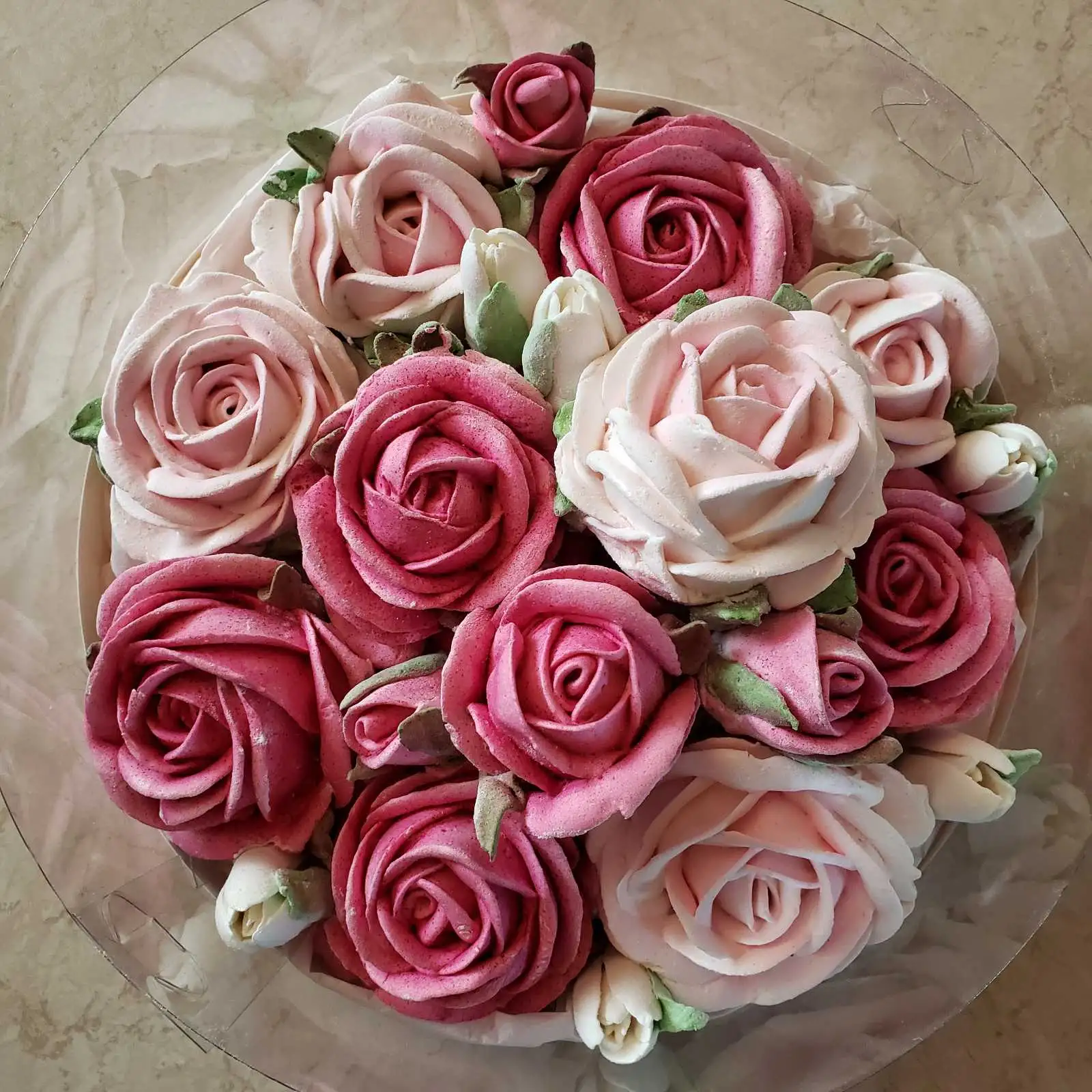 Коробка «аквариум» с цветами из зефира, 24 см фото 1