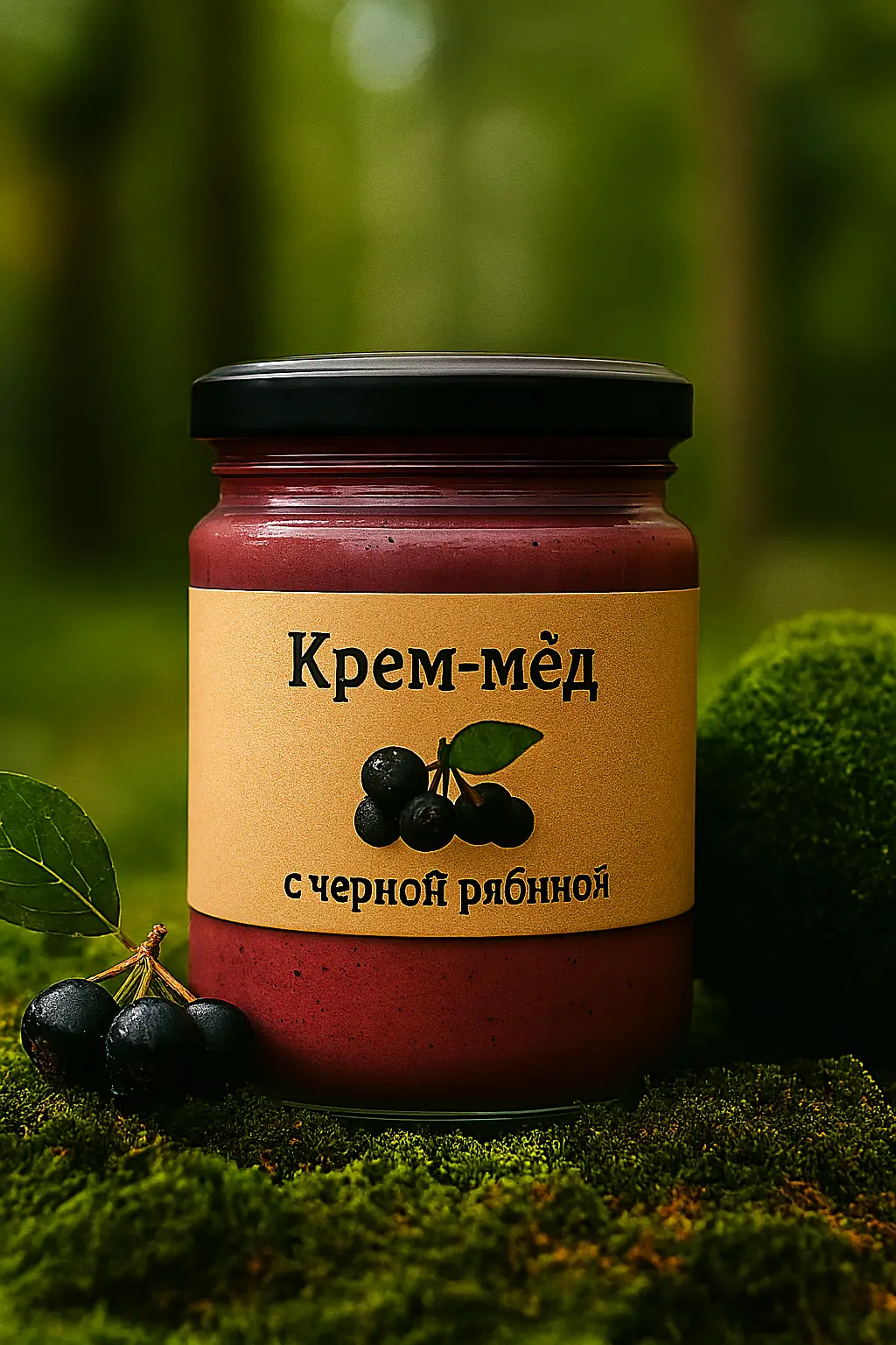 Крем-мед с чёрной рябиной, 450мл.
