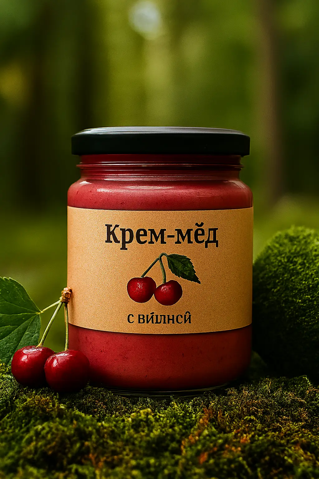 Крем-мед с вишней, 450мл.