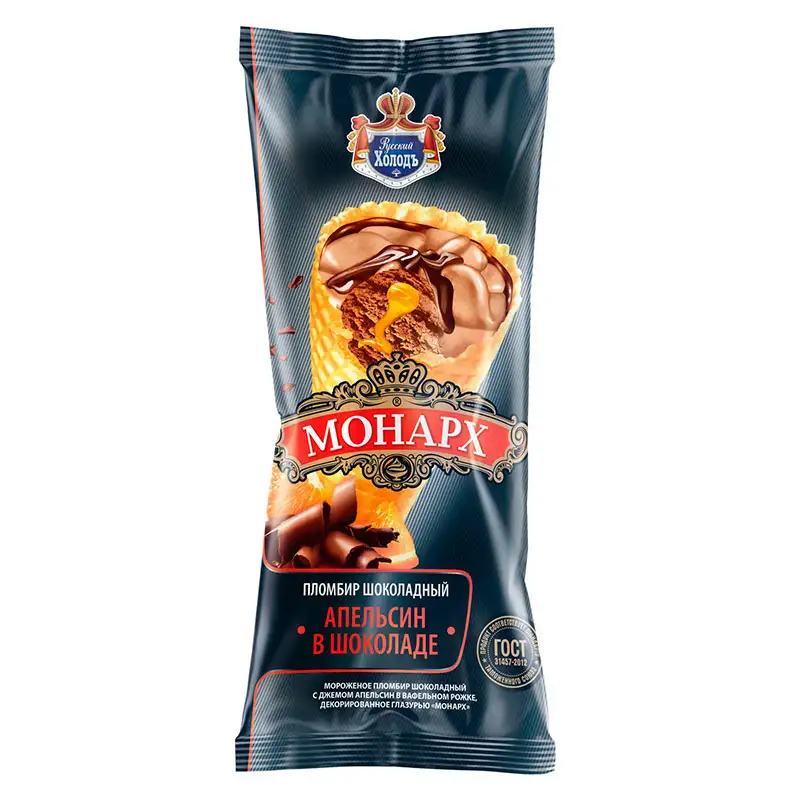 Мороженое «Монарх», шоколадный пломбир с апельсиновым джемом, 22 шт.